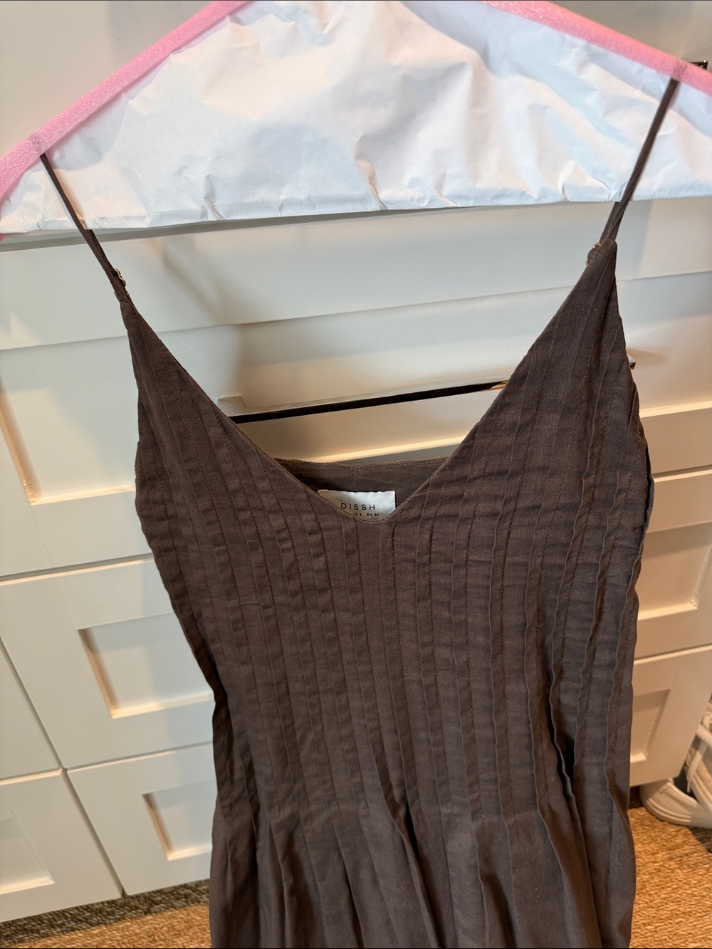 DISSH Brown Ribbed Maxi Slip Dress